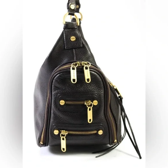 NWOT genuine leather brown pebbles Alexis Hudson Handbag gold toned hardware - Picture 3 of 16